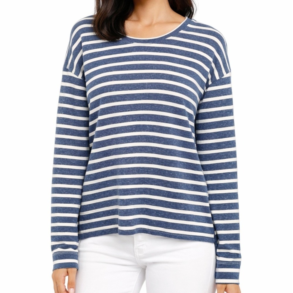 Vineyard Vines Womens Blue White Striped Long Sleeve Crew Neck Top Size‎ Large